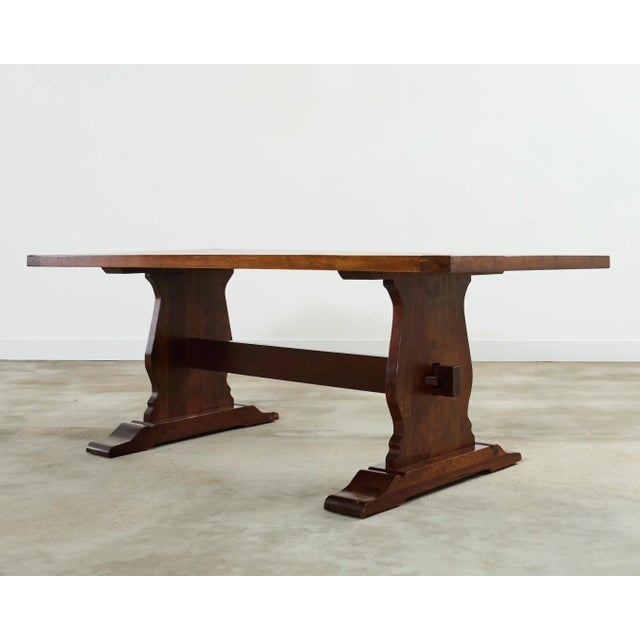 English Country English Style Fruitwood Trestle Dining Table For Sale - Image 3 of 12