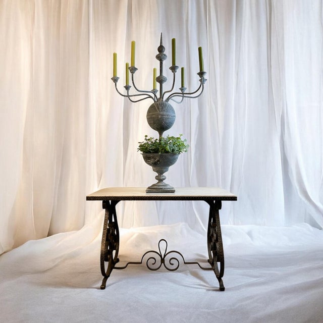 A Large Vintage Belgian Zinc Candelabra Planter – 112cm High A striking decorative piece combining style and...