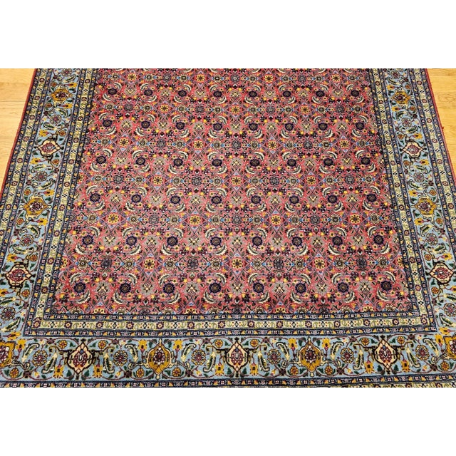 Red Vintage Persian Tabriz Rug, Handwoven Wool, Allover Herati Pattern, Plum & Blue, 7’ X 10’ For Sale - Image 8 of 12