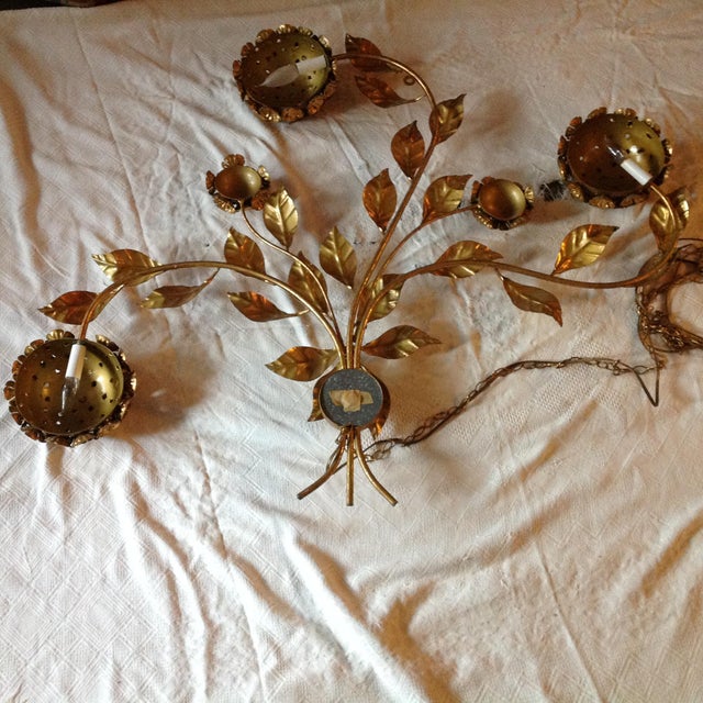 MidCentury Gold Wall Light Sculpture Chairish