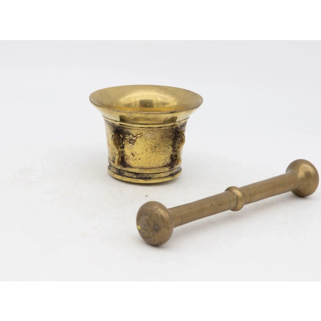 Antique Vintage Brass Mortar and Pestle For Sale - Image 4 of 8