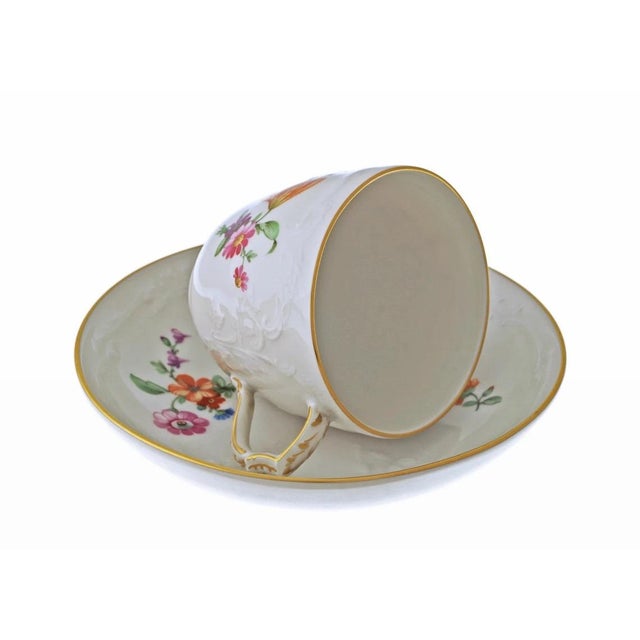 KPM Porcelain 19th Century KPM Berlin Porcelain Reliefzierat Demitasse Cup and Saucer For Sale - Image 4 of 5