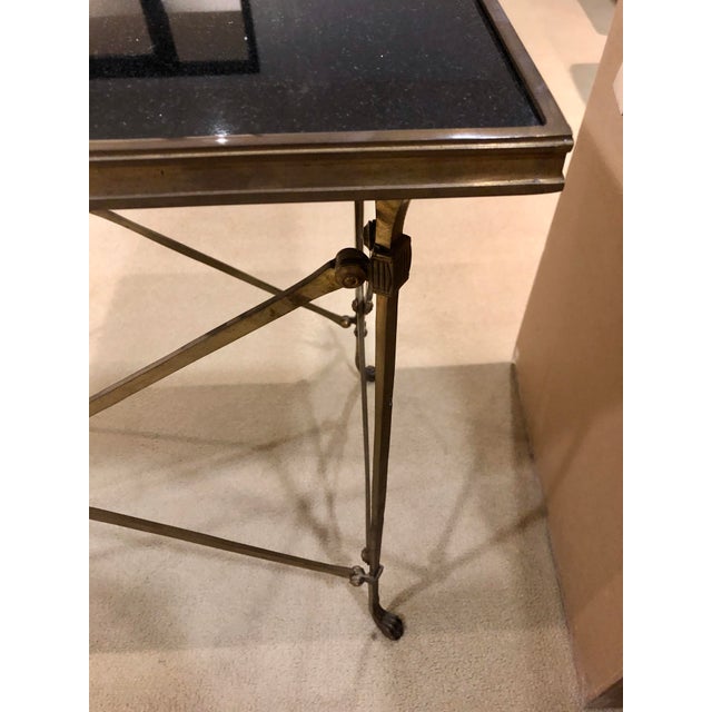 Campaign Style Marble Top Side Table | Chairish