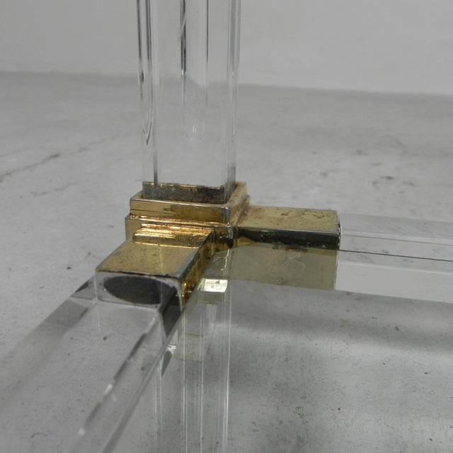 Gold Hollywood Regency Coffee Table in Acrylic Glass, 1970s For Sale - Image 8 of 14