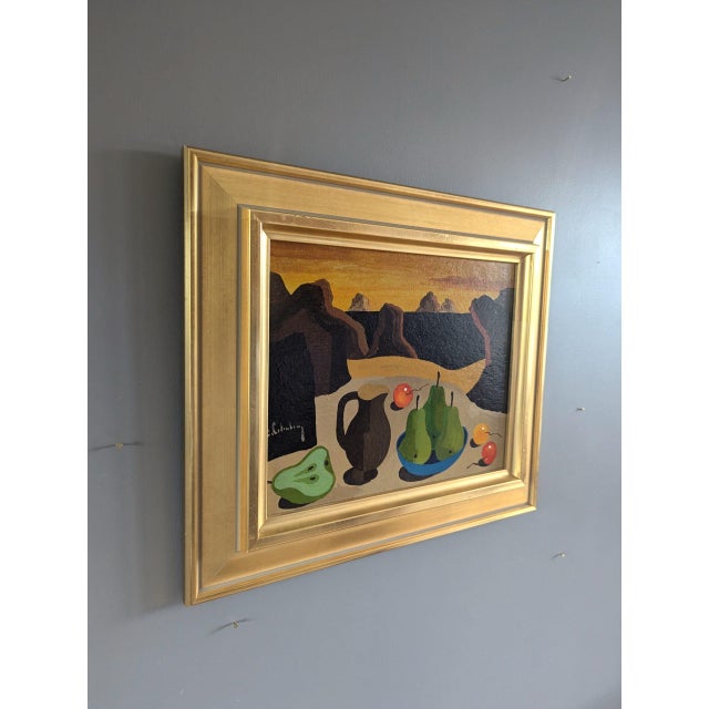 1960s Vintage 'Surrealist Still Life' Original Still Life Landscape Tempera Painting by Swedish Artist Eric Cederberg (1897-1984), Framed For Sale - Image 5 of 12
