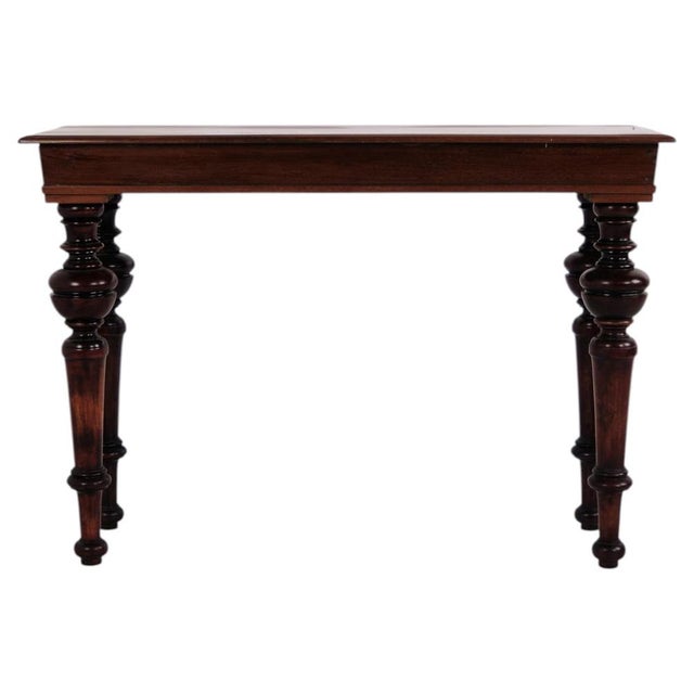 Wall or Console Table in Mahogany with Carved Round Legs, 1880s For Sale - Image 10 of 10