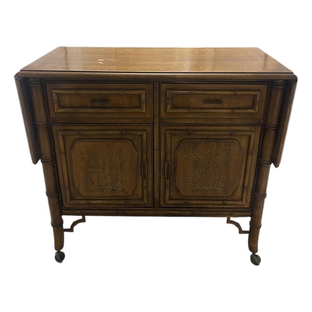 Vintage Dixie Aloha Faux Bamboo Server Bar For Sale