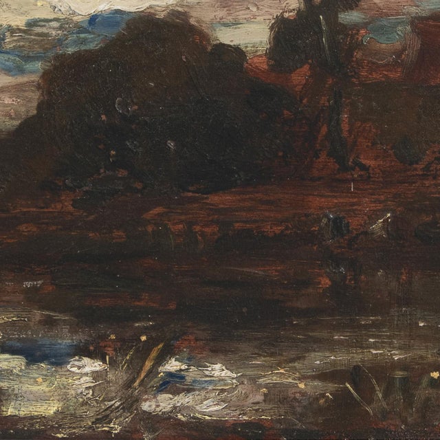Wood 'River Landscape' by Charles Walter Stetson, 1886, American Barbizon School, Providence Art Club Founder For Sale - Image 7 of 10