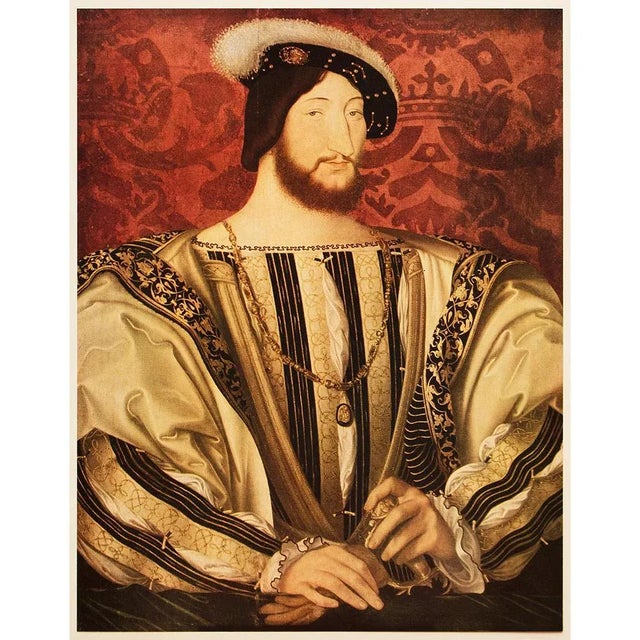 Paper 1955 After Jean Clouet "Portrait of Francis I", First Edition Vintage Full-Color Print For Sale - Image 7 of 8