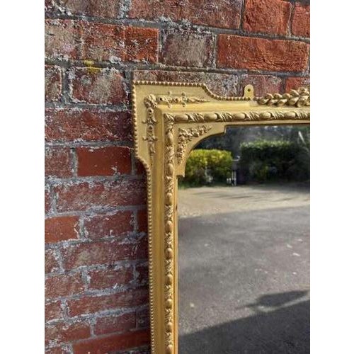 Large Antique English Gilt Overmantle Mirror, 1800s For Sale - Image 3 of 7