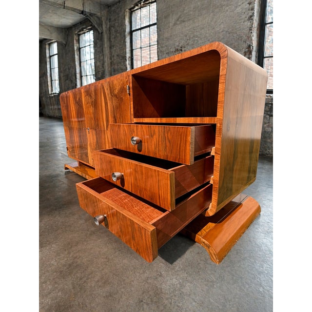 Art Deco Walnut Sideboard, 1940s, Central Europe For Sale - Image 6 of 14