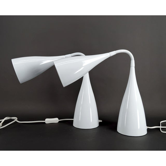 Vintage Table Lamps in White Enamelled Sheet Metal, 1970, Set of 2 For Sale - Image 4 of 6