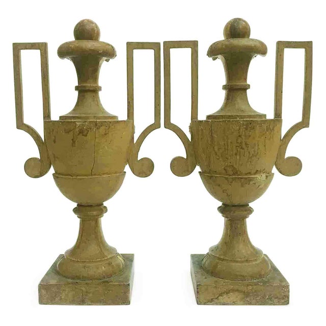 Large Empire Vases with Golden Handles, Set of 2 For Sale - Image 4 of 7