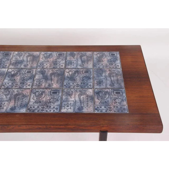 Blue Danish Coffee Table in Rosewood with Blue Tiles from Arrebo Møbelfabrik, 1960s For Sale - Image 8 of 11