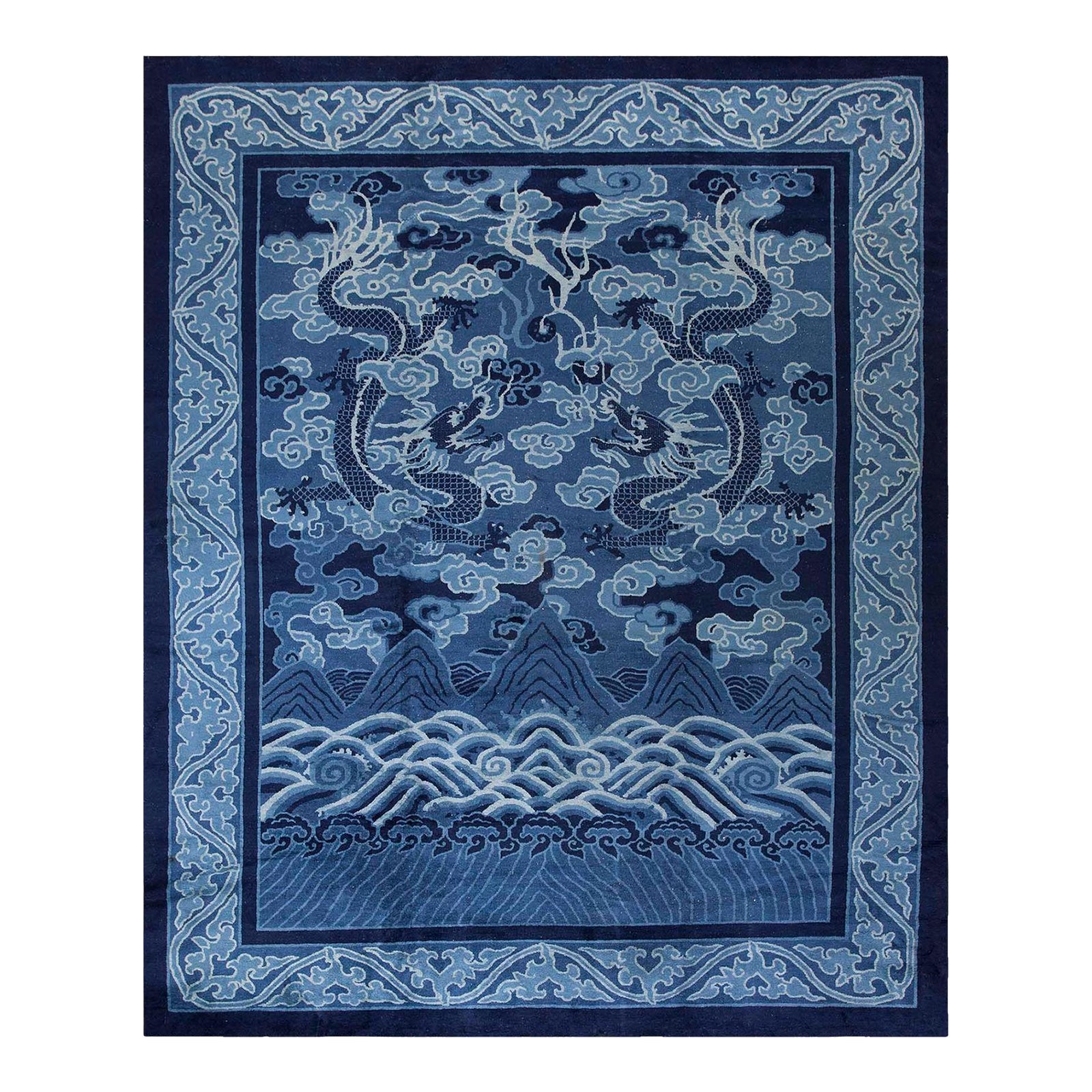 Fantabulous Tone of Blue Background Color in a Chinoiserie Pattern ...