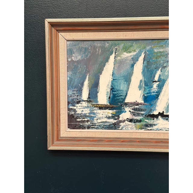 Modern Bertil Thorell, Sailboats, 1977, Oil on Panel, Framed For Sale - Image 3 of 18