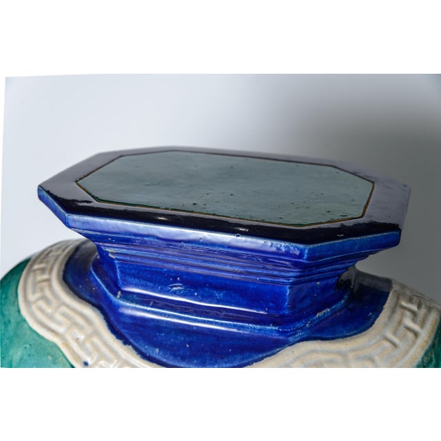 Glazed Ceramic Chinoiserie Elephant Garden Stool& Plant Stand, Made in Vietnam For Sale - Image 4 of 8
