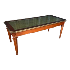 Italian Neoclassical Coffee Table, 1940s, Carved Mahogany With Gilt Panel Top