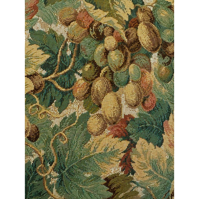 English Vintage Botanical Tapestry Ottoman on Carved Hardwood Feet For Sale - Image 3 of 8