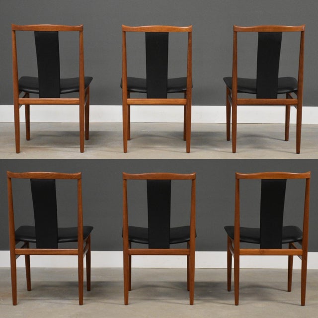 Danish Modern Teak Black Dining Chairs by Henning Sorensen - Set of 6 For Sale - Image 4 of 10