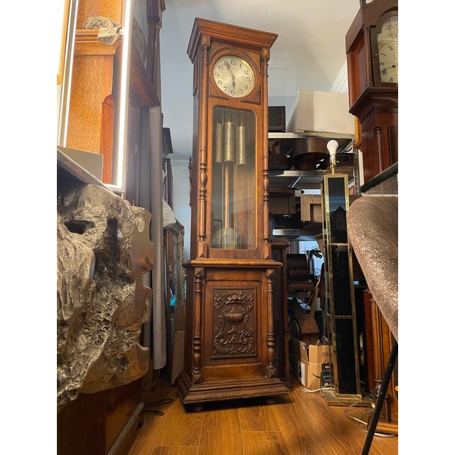 Early 1900s Gustav Becker Grandfather Clock With Quarter Strike Chimes