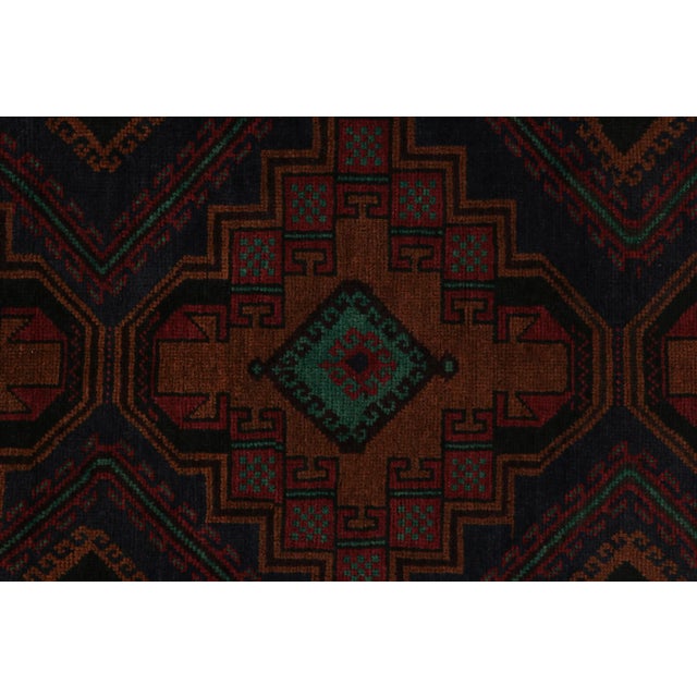 2010s Rug & Kilim’s Baluch Tribal Rug in Amber Gold With Geometric Patterns For Sale - Image 5 of 8