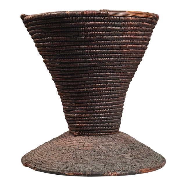 Antique Filipino Ifugao Folk Art Hand Woven Natural Fiber Basket/Vessel For Sale