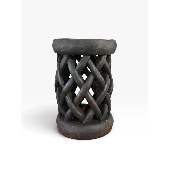 1980s Vintage Tribal Nobility Bamileke Braided Stool/Table Cameroon 16" H For Sale - Image 5 of 9