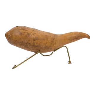 Gourd Table Lamp on Brass Base For Sale