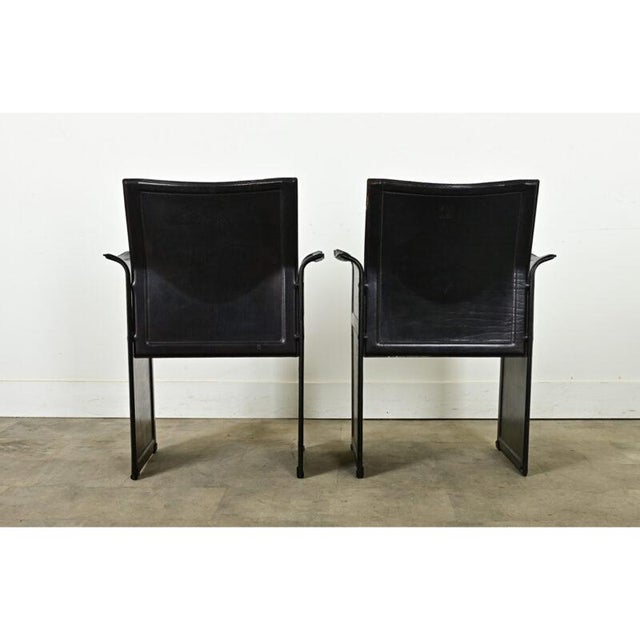 Vintage Italian Matteo Grassi Leather Armchairs - A Pair For Sale - Image 11 of 12