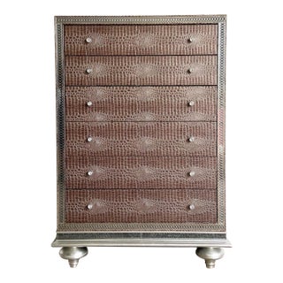 Hollywood Swank Faux Gator Highboy Secretary Desk Combination by Michael Amini For Sale