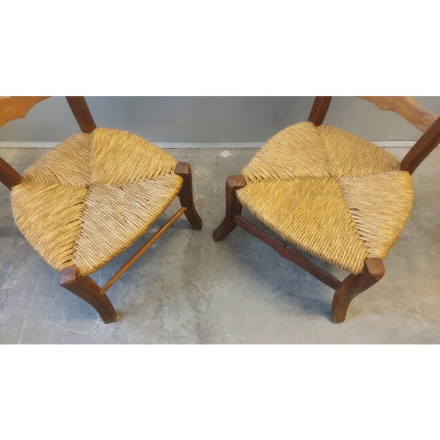 Brown Pair of Antique Italian Ladder-Back Milking Chairs — 19th Century For Sale - Image 8 of 8