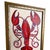bold and magnificently decorative original painting featuring a grand red lobster rendered in rich crimson and deep blue-...
