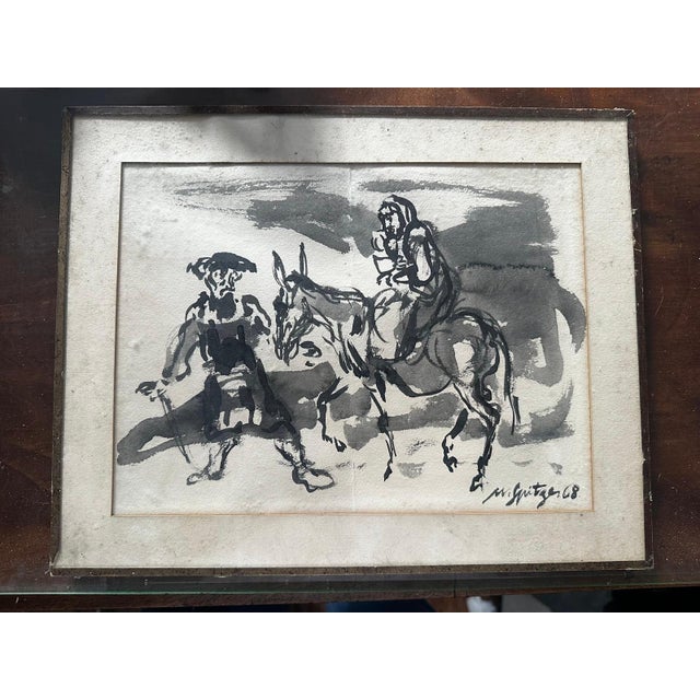 Walter Spitzer, The Flight Into Egypt, 1968, Gouache and Ink Wash on Paper, Framed For Sale - Image 11 of 11