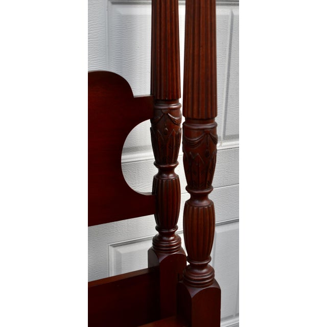 Full Carved Mahogany Bed Vintage Four Poster Frame Chippendale Style For Sale - Image 11 of 11