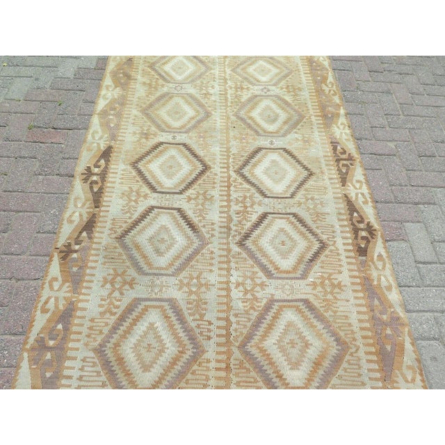 Distressed Vintage Turkish Kilim - 52"x122" For Sale - Image 4 of 12