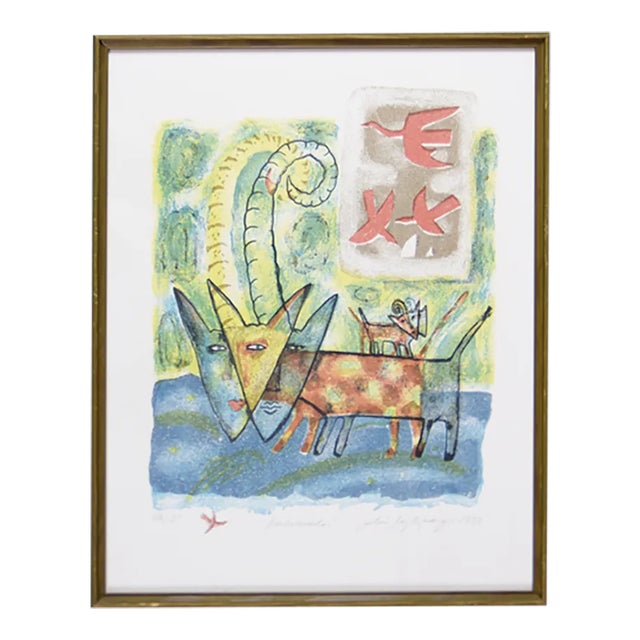 Aino Myllykangas, Heaven the Dog, 1993, Color Lithograph For Sale