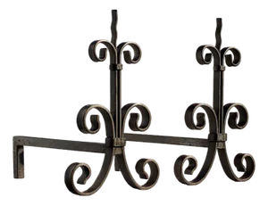 French Shabby-Chic Neoclassical Wrought Iron Andirons, 1930, Set of 2