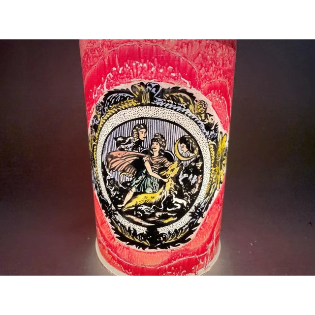 Hand Painted Glass Hanging Lamp with Runny Paint Effect For Sale - Image 6 of 12