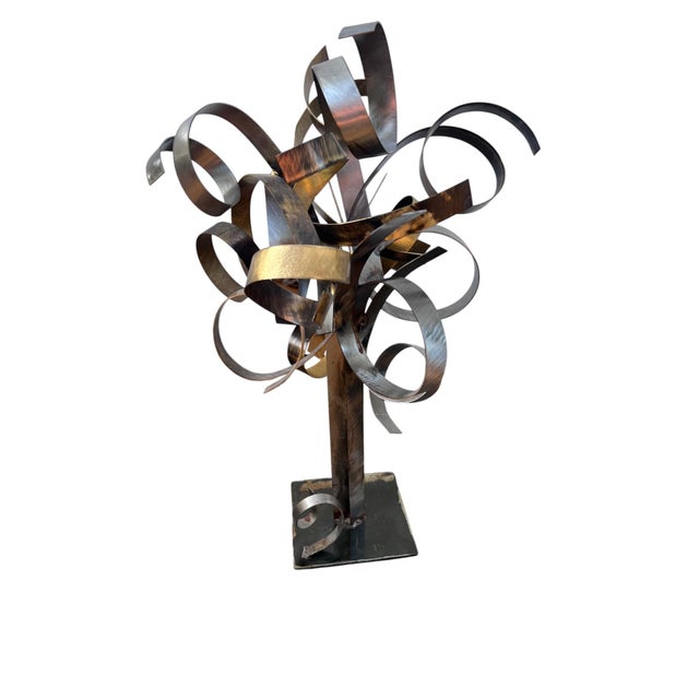 Signed Silas Seandel Abstract Mixed-Metal Ribbon Sculpture For Sale - Image 11 of 15