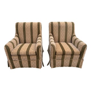 Custom Rolled Arm Club Chairs - A Pair For Sale