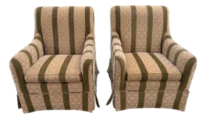 Custom Rolled Arm Club Chairs - A Pair
