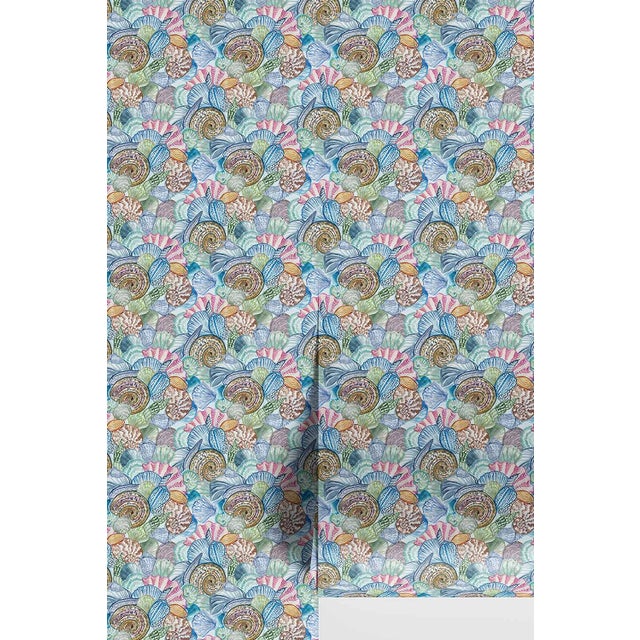 Shell of a Good Time Grasscloth Wallpaper by House Party | Ocean Blue | 6 Yards For Sale