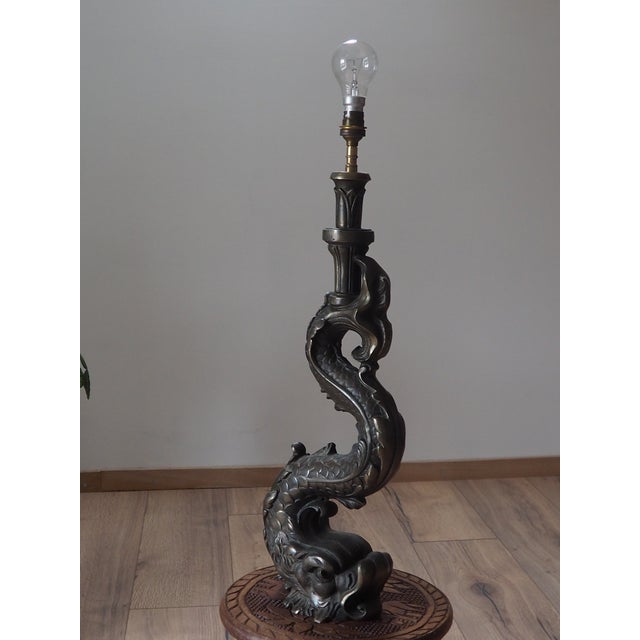 Vintage Zoomorphic Dragon Lamp in Cast Metal, 1970s For Sale - Image 10 of 18