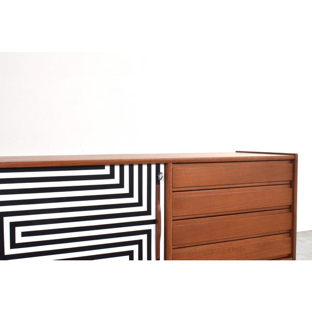 Mid-Century Modern Op-Art Hand-Painted Teak Sideboard, 1960s For Sale - Image 12 of 17