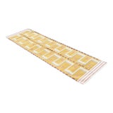 Image of Handmade Cotton Mustard Geometric Runner Rug, Vegetable Dyed Dhurrie Runner -3'x10' For Sale