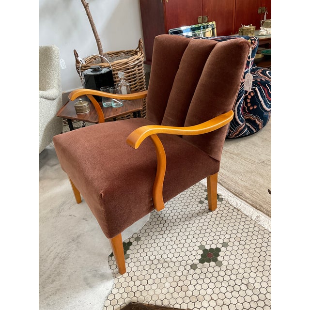 1940s Danish Modern Fritz Hansen Style Lounge Chair in Cinnamon Mohair For Sale - Image 17 of 17