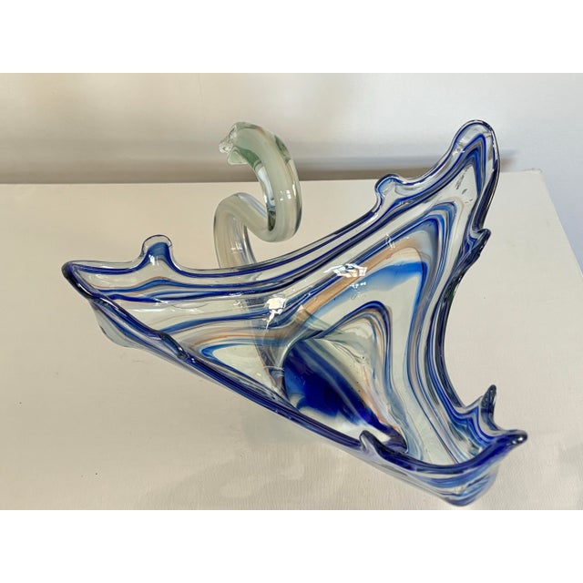Glass Murano Style Glass Swan Bowl For Sale - Image 7 of 9