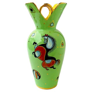 Italian Ceramic Vase by S. Volpi for Deruta, 1950s For Sale