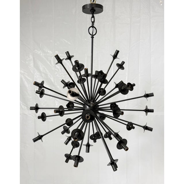 Metal 48 Arm Sputnik Chandelier by Remains Lighting, Bronzed Finish, American Modern For Sale - Image 7 of 18
